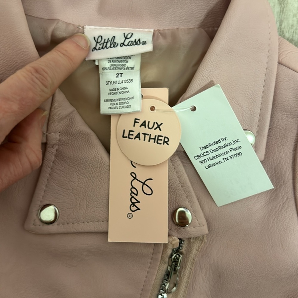 Little lass faux  leather jacket, toddler girls 2t - Picture 2 of 4